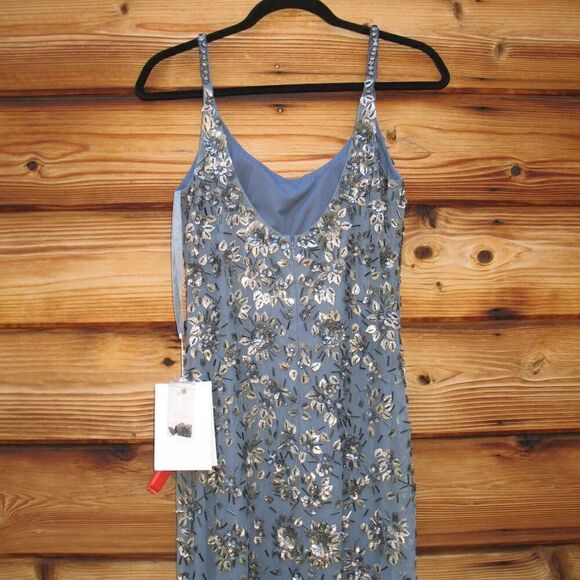 Mac Duggal 5477 Womens Floral Embellished Scoop Neck Evening Gown Dress - Picture 12 of 16